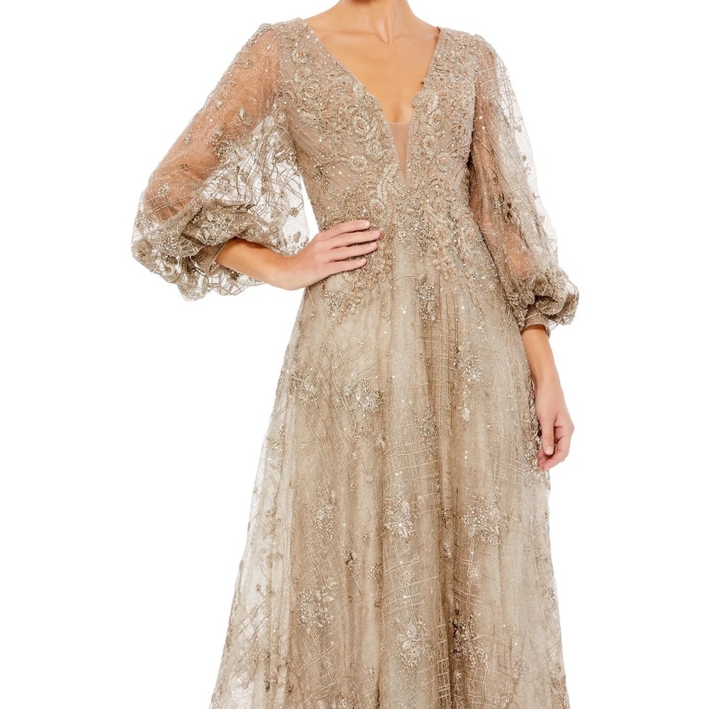 Mac Duggal Sequin Lace & Embroidery A-Line Gown